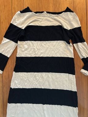 J crew Black & White long Striped Dress